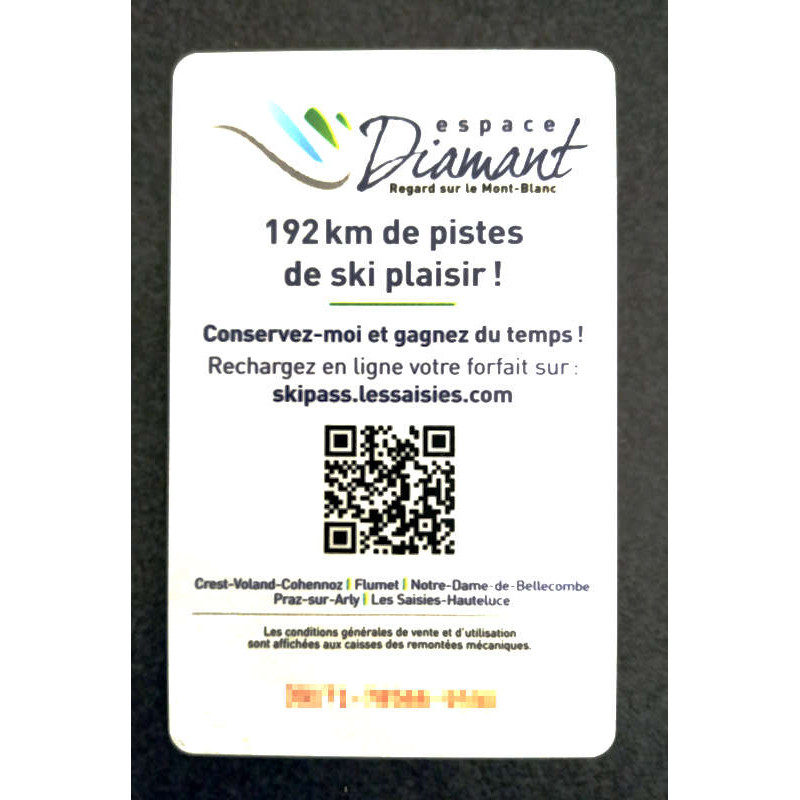 2€ Carte rechargement Forfait Ski les Saisies